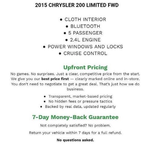 2015 Chrysler 200 4dr Sdn Limited FWD