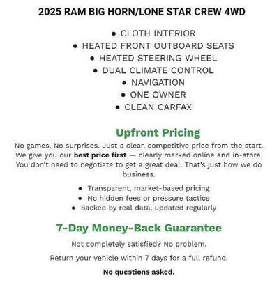 2025 RAM 1500 Big Horn 4x4 Crew Cab 5'7" Box