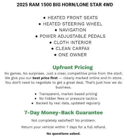 2025 RAM 1500 Big Horn 4x4 Crew Cab 5'7" Box