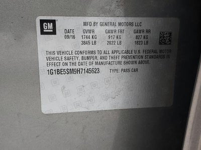 2017 Chevrolet Cruze Sedan LT (Automatic)