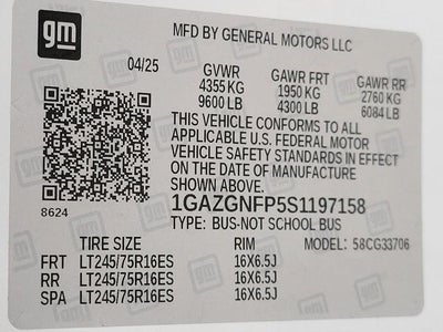 2025 Chevrolet Express Passenger 3500 Extended Wheelbase Rear-Wheel Drive 1LS