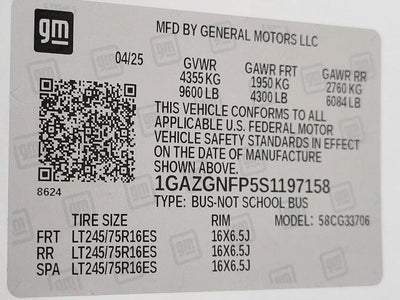 2025 Chevrolet Express Passenger 3500 Extended Wheelbase Rear-Wheel Drive 1LS