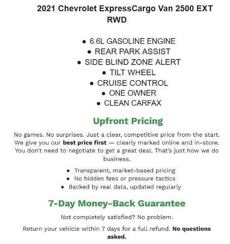 2021 Chevrolet Express Cargo 2500 2500 Extended Wheelbase Rear-Wheel Drive