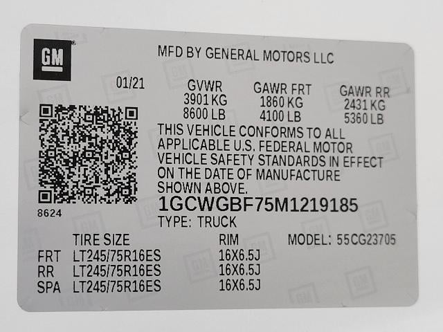 2021 Chevrolet Express Cargo 2500 2500 Extended Wheelbase Rear-Wheel Drive