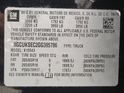2016 Chevrolet Silverado 1500 Crew Cab Short Box 4-Wheel Drive LTZ Z71