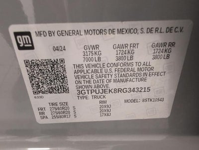 2024 GMC Sierra 1500 Crew Cab Short Box 4-Wheel Drive Elevation 3VL