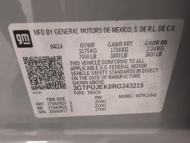 2024 GMC Sierra 1500 Crew Cab Short Box 4-Wheel Drive Elevation 3VL