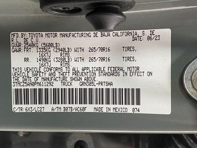 2023 Toyota Tacoma 4WD SR Double Cab 5' Bed V6 AT (GS)