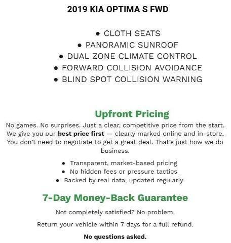 2019 Kia Optima S Auto