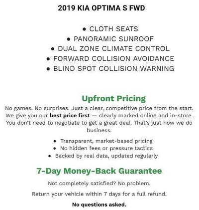 2019 Kia Optima S Auto