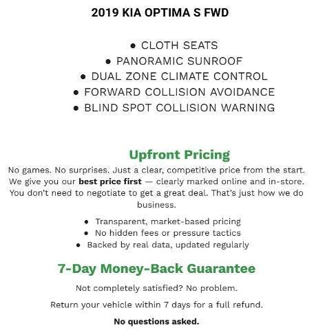 2019 Kia Optima S Auto