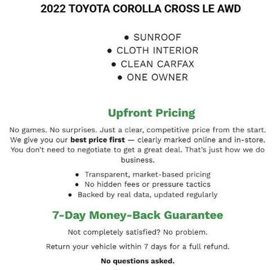 2022 Toyota Corolla Cross LE 4WD (Natl)