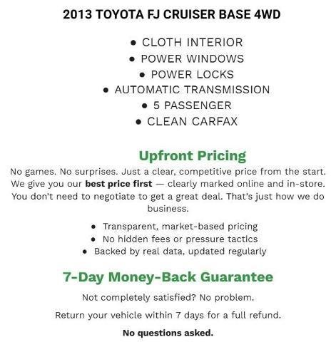 2013 Toyota FJ Cruiser 4WD 4dr Man (Natl)